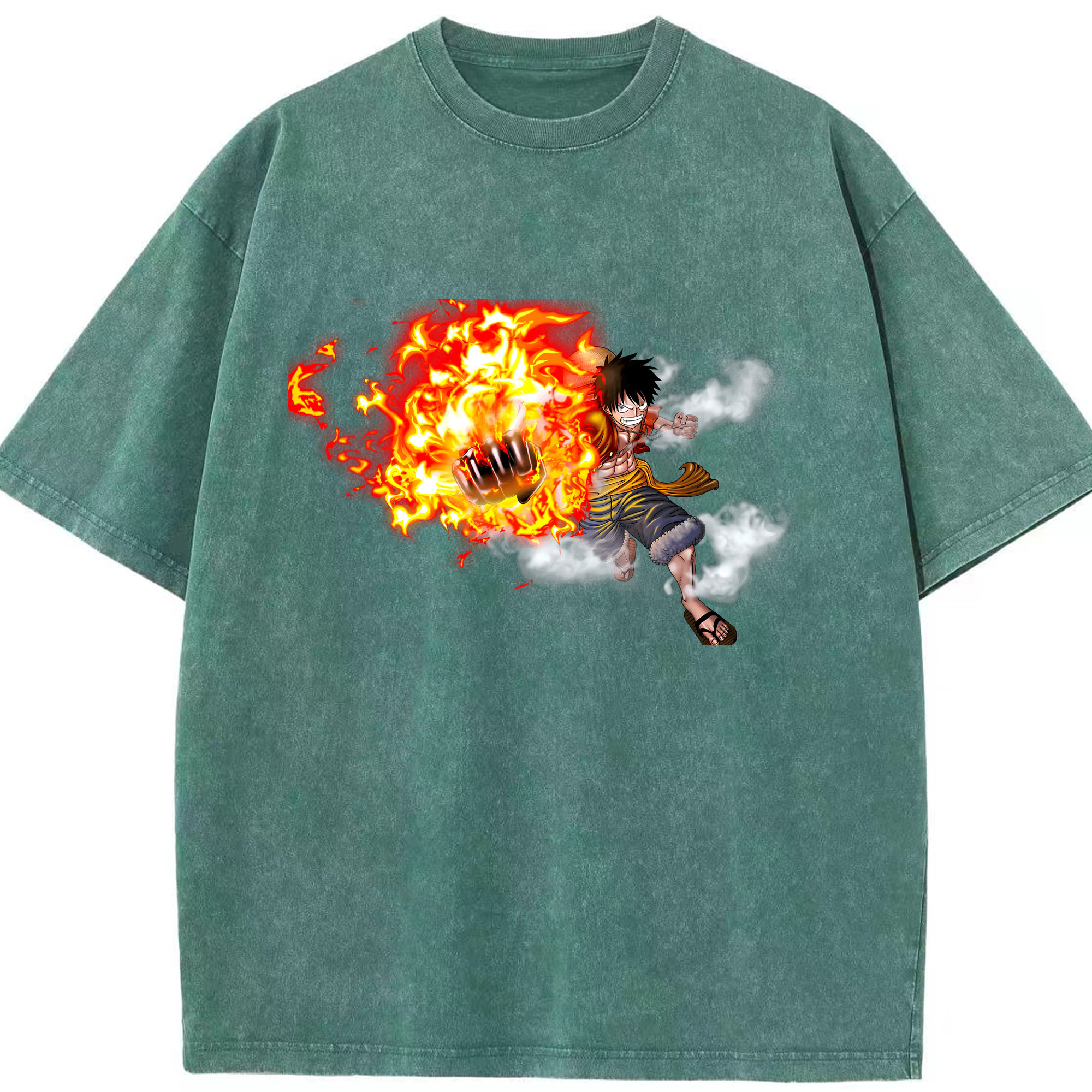 ワンピース モンキー・D・ルフィ ONE PIECE Monkey D. Luffy 綿100% ヴィンテージ風 半袖Tシャツ（フロントプリント）